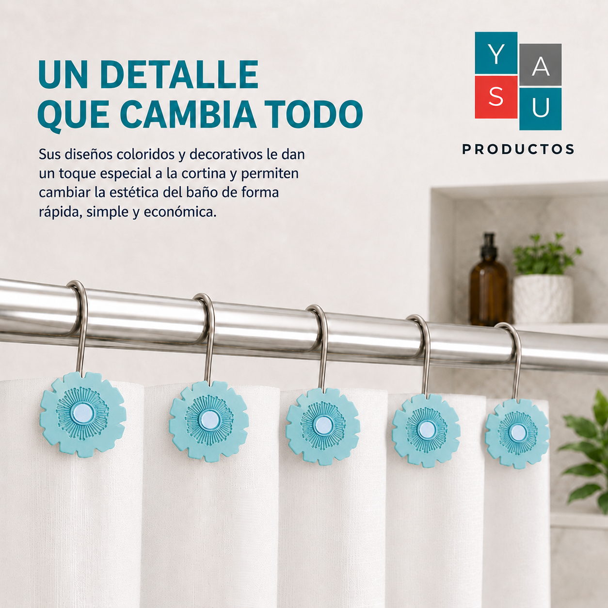 Beneficio ganchos flores aqua